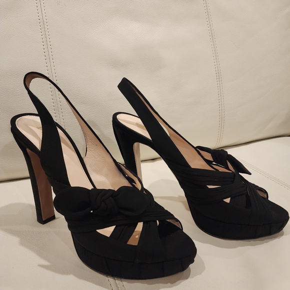 Prada knotted pump color black , made from silk outside and leather inside, size - Picture 14 of 14